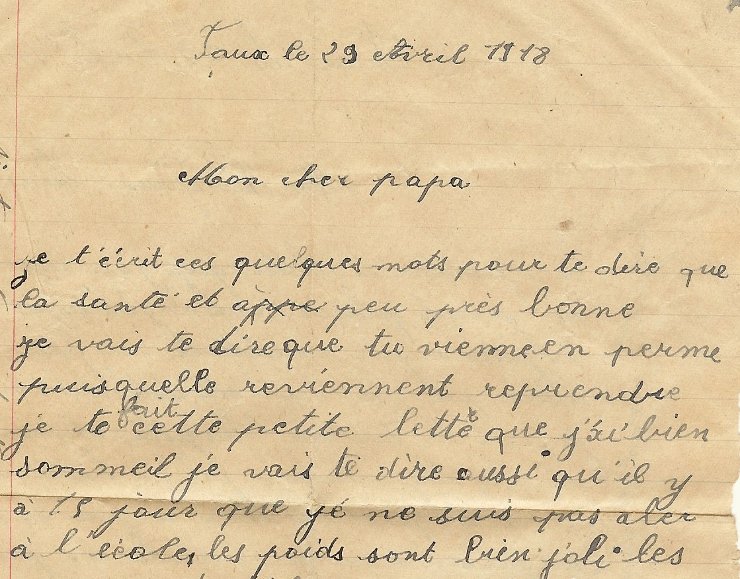 Lettre de Georgette (29 Avril 1918)